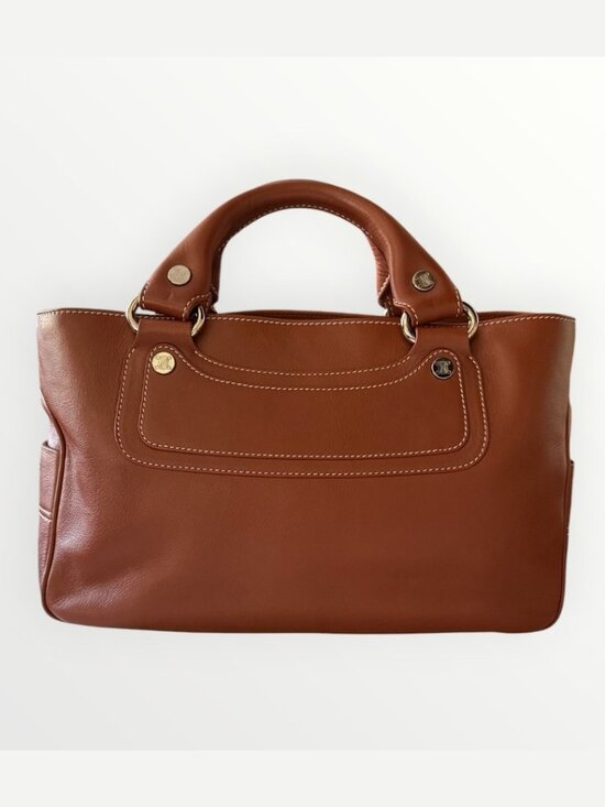 Celine Handbags - Celine Leather Boogie Bag Cognac Brown